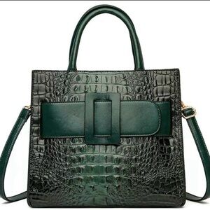 Ombré Pine Green Crocodile Belt Detail Handbag